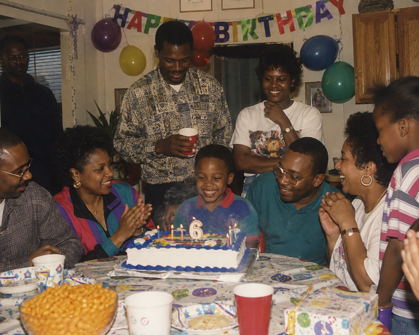 An old photo of a child's sixth birthday party
